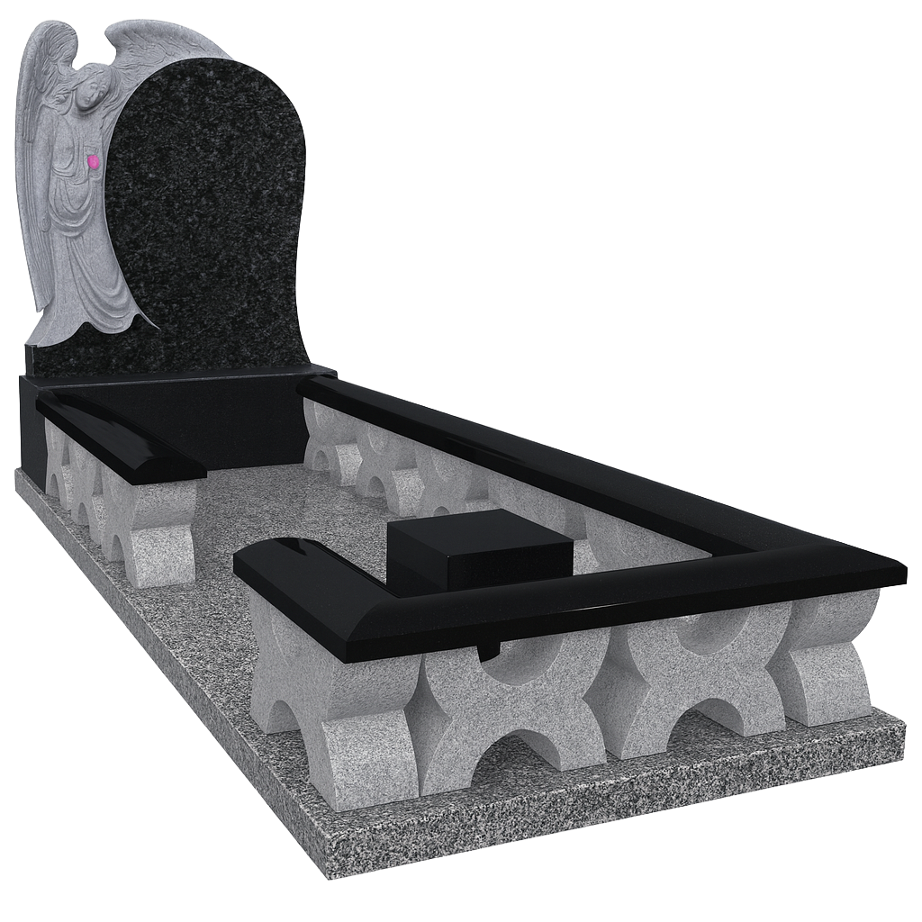 Seraphina Full Grave Memorial with Angel and Rose | MM136