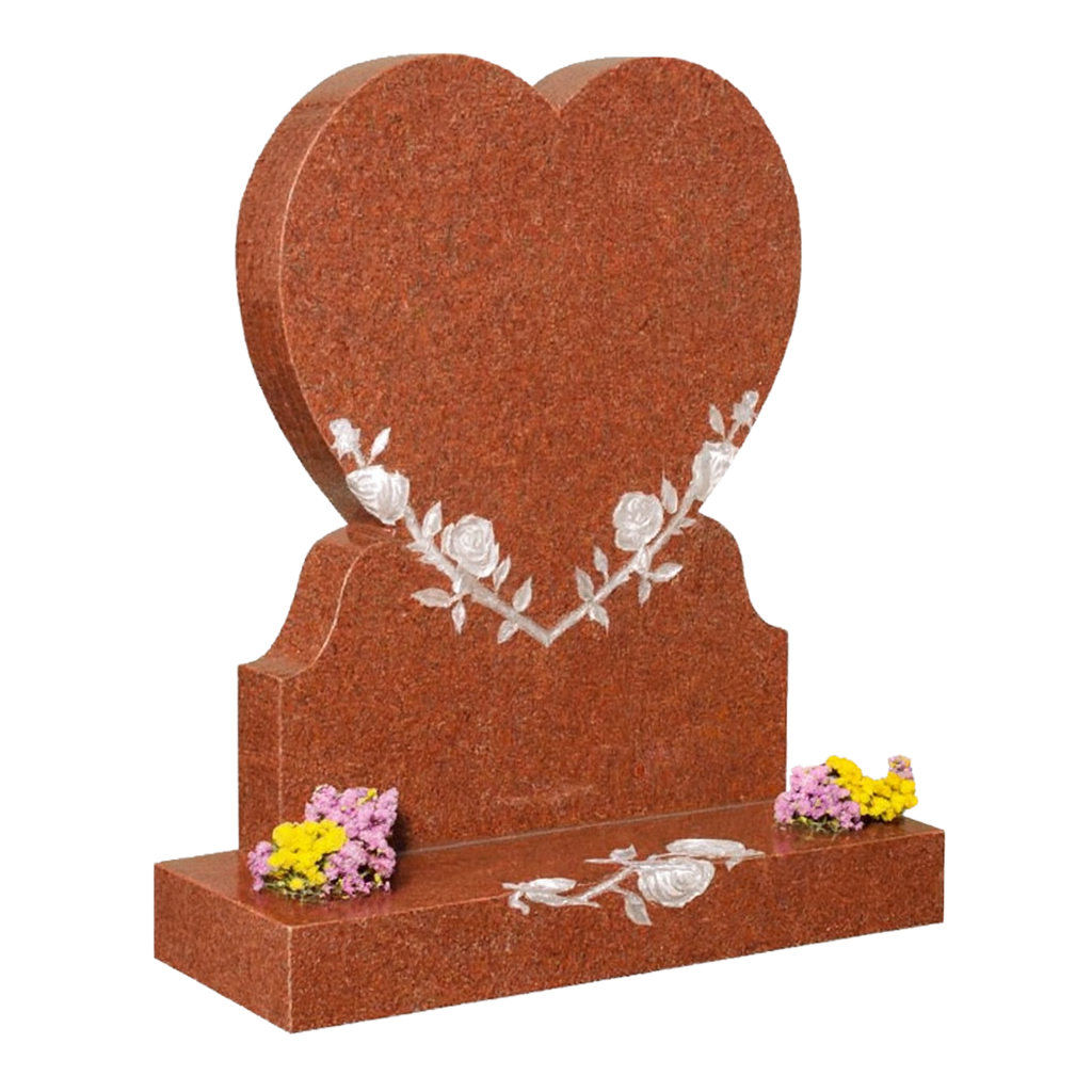 Florentis Heart Headstone with Carved Roses & Vine | MM089