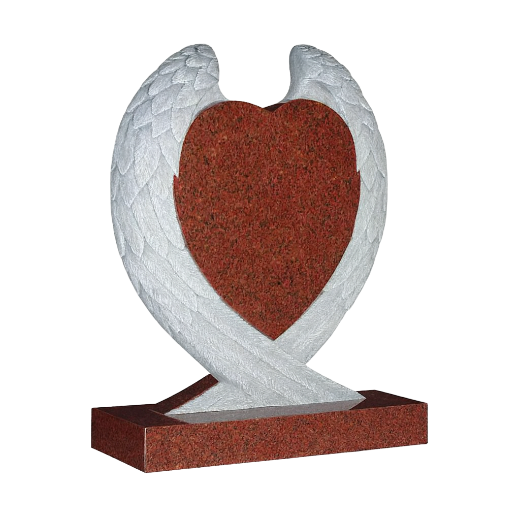 Aurelia Carved Wings & Heart Headstone | MM094