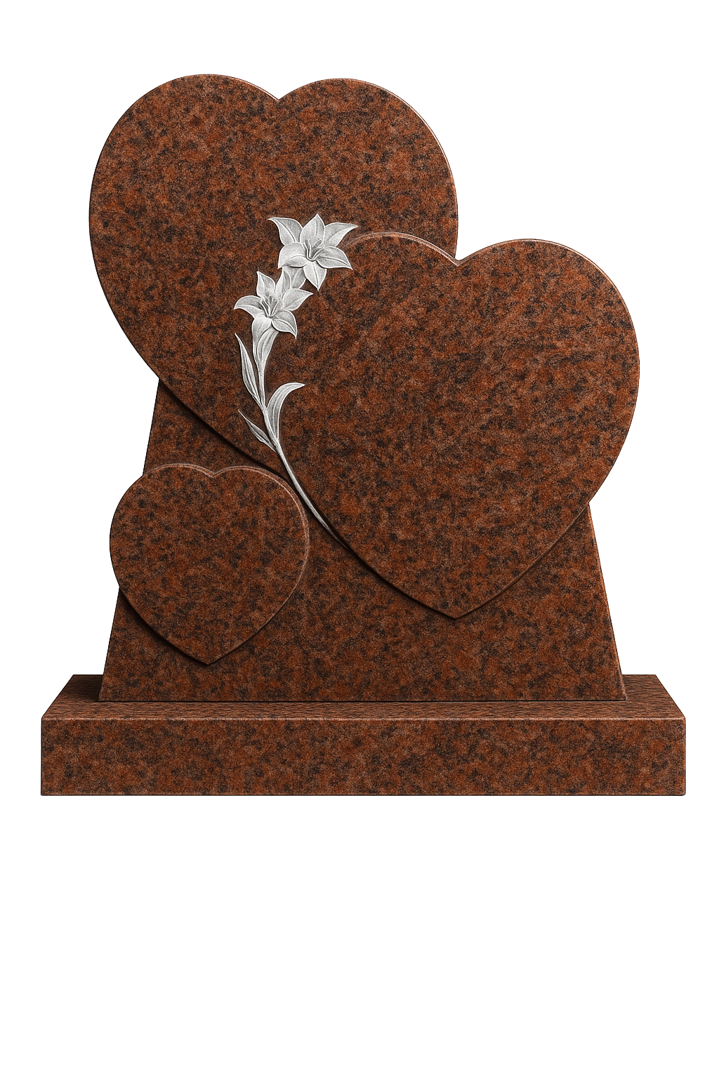 Narcissa Triple Heart Headstone with Carved Daffodil | MM103
