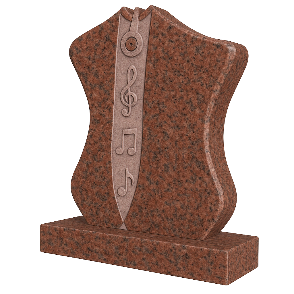 Celestia Music Headstone with Carved Notes & Headphones | MM027