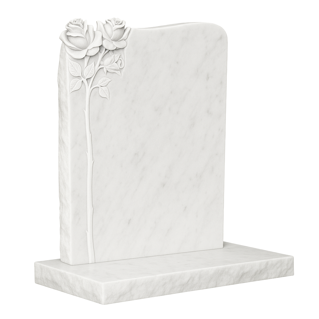 Rosaria Natural Rock Headstone with Carved Roses | MM030