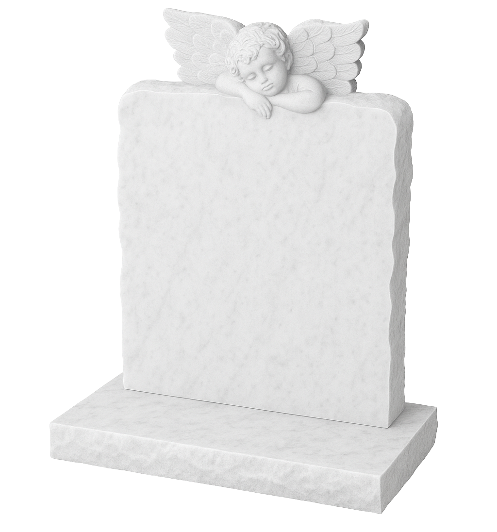 Cherubim Carved Cherub Natural Rock Headstone | MM041