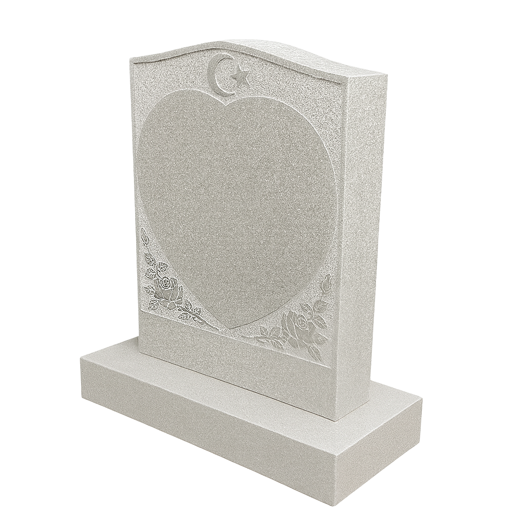 Lunara Islamic Crescent, Star & Heart Headstone | MM055