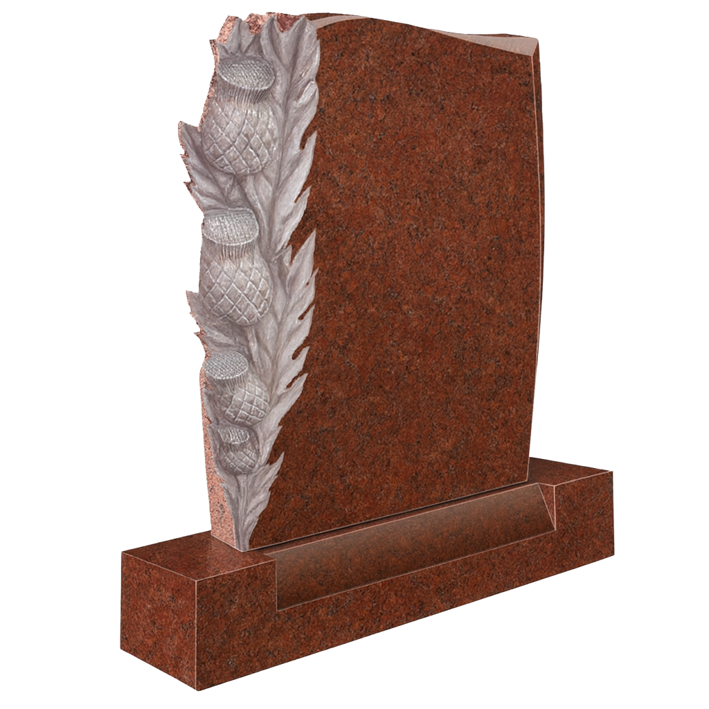 Thistledown Barrel Side Headstone with Carved Thistles | MM061