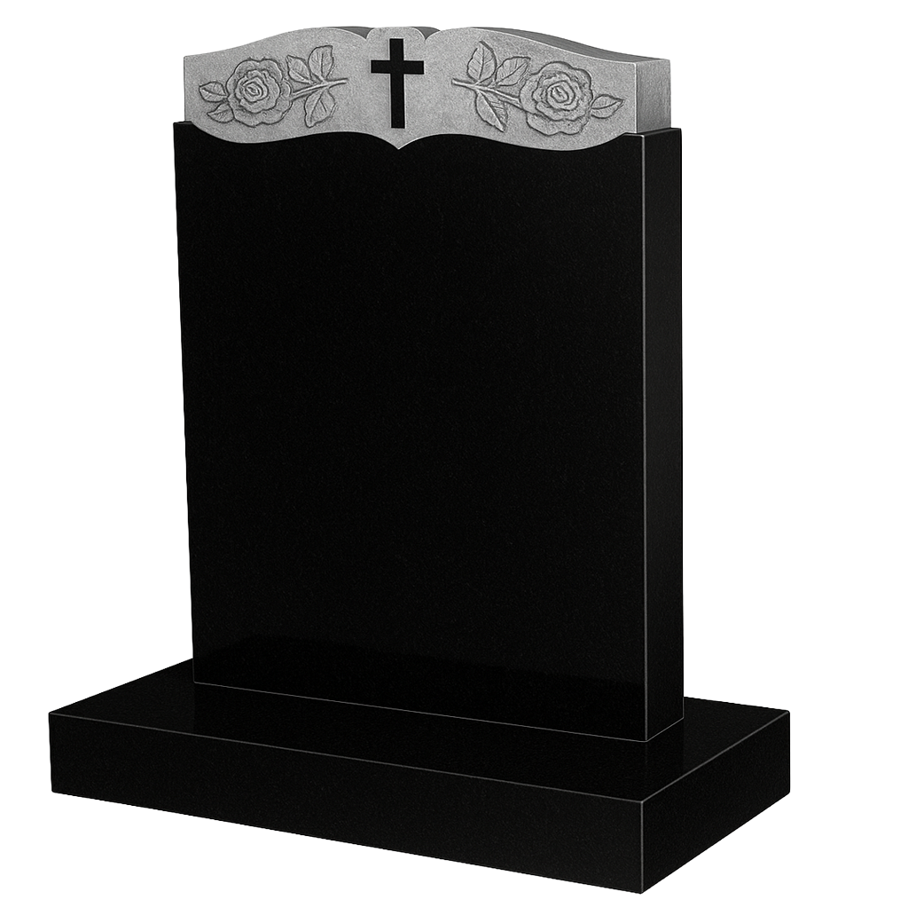 Gracecrest Headstone with Carved Cross & Roses | MM062