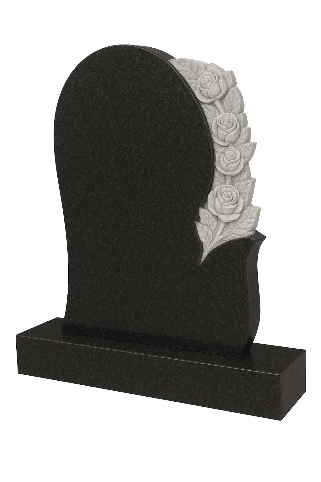 Rosavere Shaped Headstone with Carved Roses | MM064