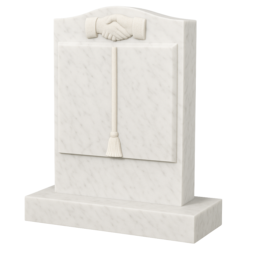 Concordia Ogee Book Headstone with Carved Handshake | MM074