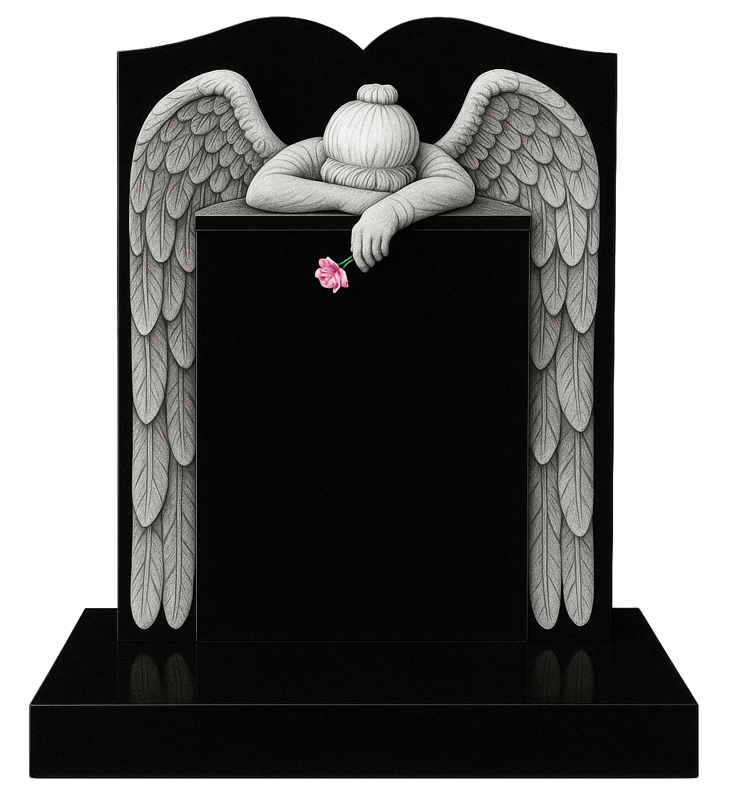 Evangeline Swan Neck Headstone with Angel of Grief | MM068