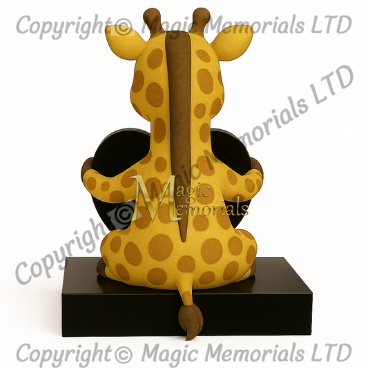 Front-facing 3D carved animal headstone for children in polished granite—designed and copyright Magic Memorials