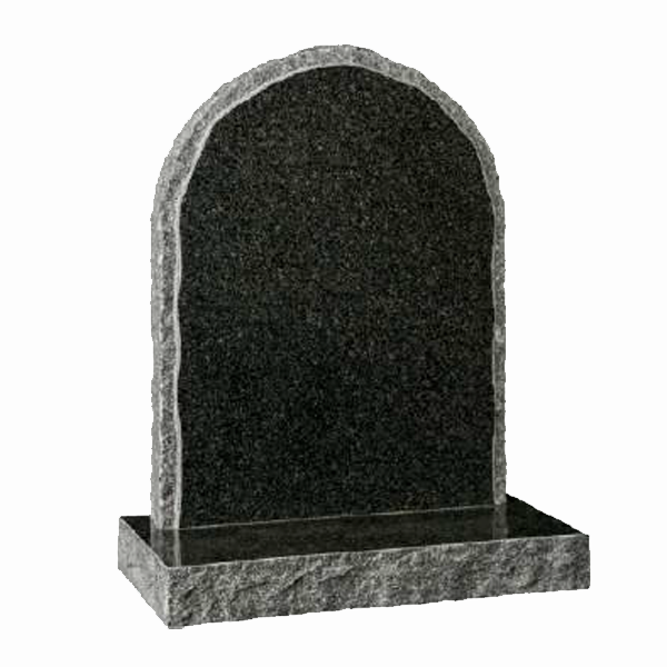 Arc top granite headstone with natural rustic-finished edges, fully customisable with high-resolution images and personalised inscriptions. Available in a variety of granite colours.