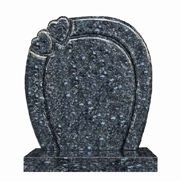 Rounded twin hearts granite headstone, symbolising eternal love and togetherness, fully customisable with high-resolution images and personalised inscriptions.