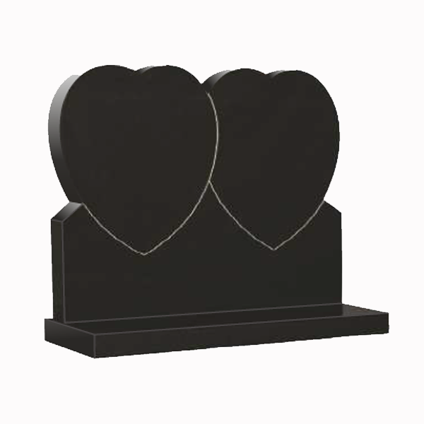 Granite headstone featuring two beautifully carved hearts symbolising eternal love and unity, fully customisable with high-resolution images and personalised inscriptions.