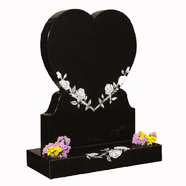 Heart shaped granite headstone symbolising love and remembrance, fully customisable with high-resolution images and personalised inscriptions.