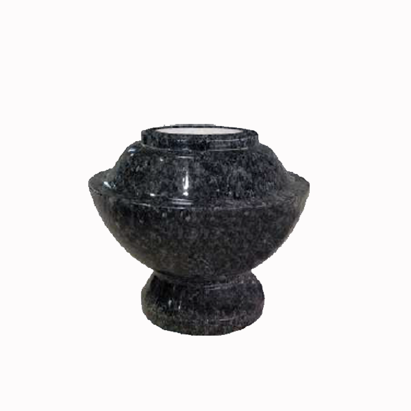 Granite memorial vase with removable flower holder, available in various colours and optionally engraved with name or short inscription.