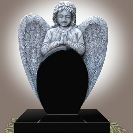 Children’s granite memorial headstone featuring a soft heart shape and child-friendly design, fully customisable with high-resolution images and personal inscriptions.