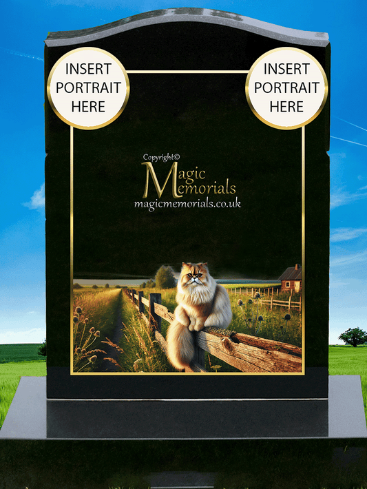 Persian Cat Lover Memorial Headstone crafted from premium granite, featuring high-resolution Persian cat imagery and personalised inscription. A gentle and elegant tribute for a beloved long-haired companion.