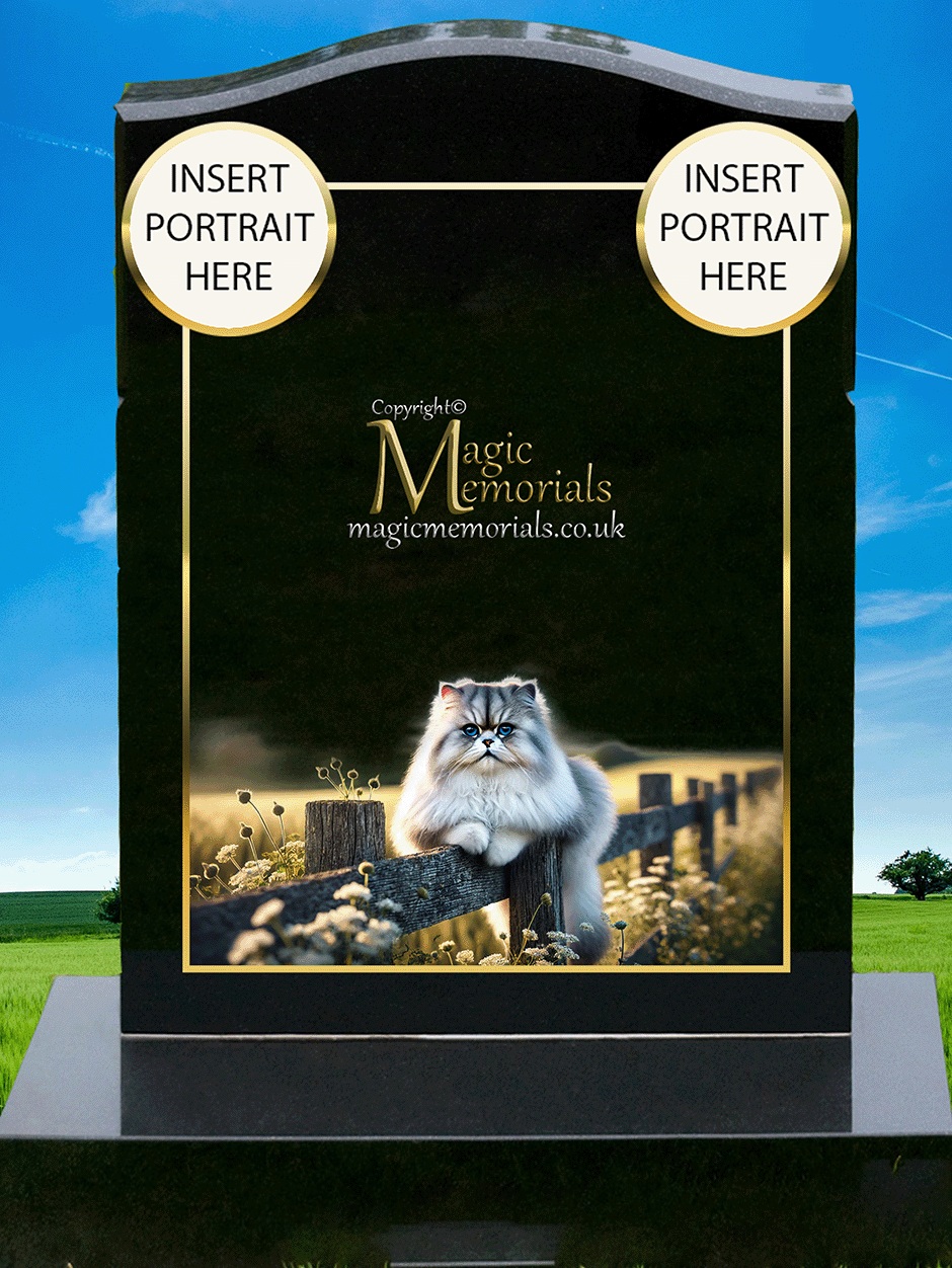 Persian Cat Lover Memorial Headstone crafted from premium granite, featuring high-resolution Persian cat imagery and personalised inscription. A gentle and elegant tribute for a beloved long-haired companion.
