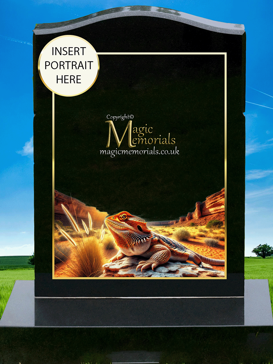 Wild animal memorial headstone crafted from premium granite, featuring a beautifully detailed engraving of a lion, tiger, or wolf. A powerful tribute for wildlife enthusiasts and those who admired nature’s most majestic creatures.