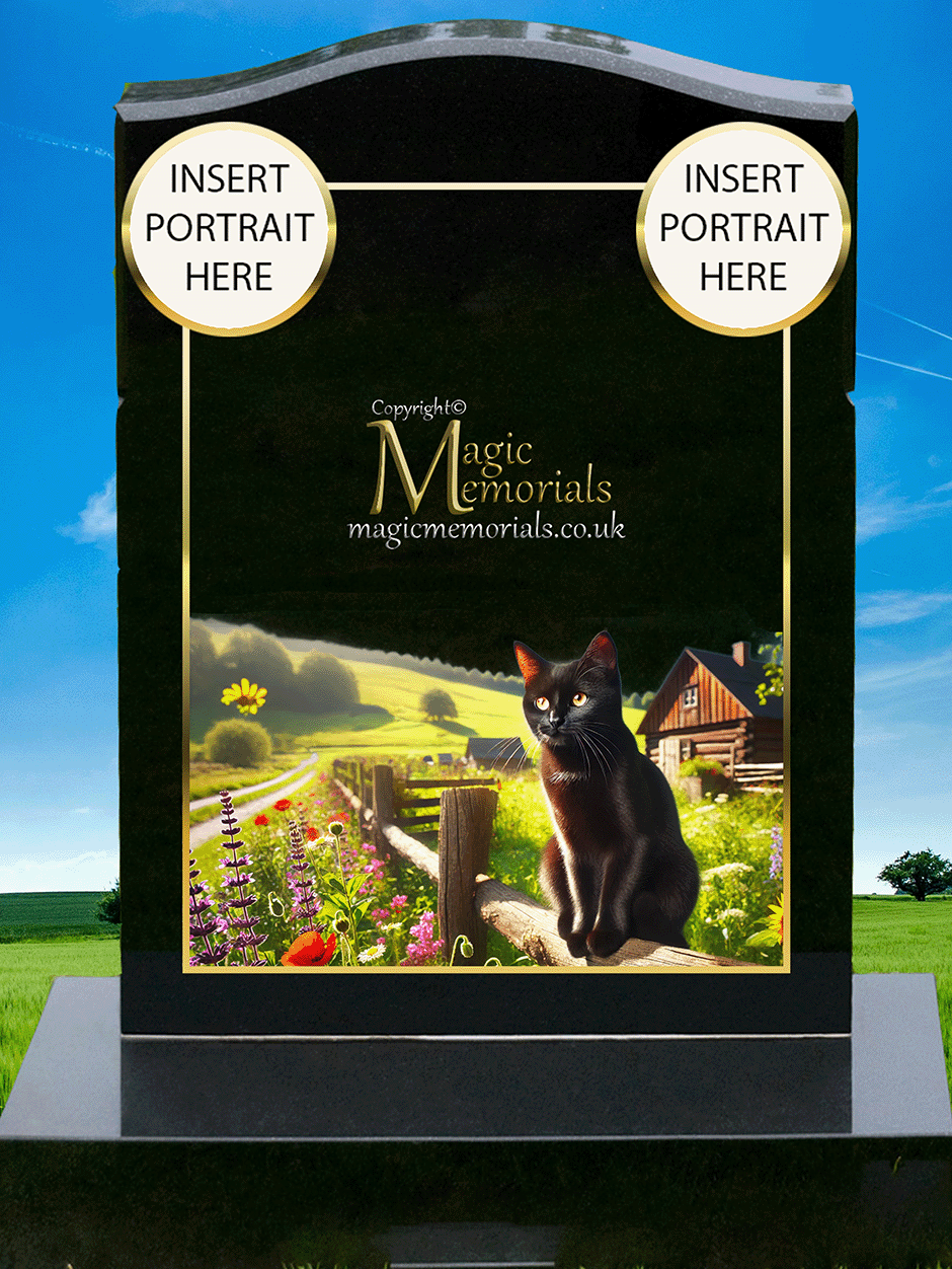 Black Cat Lover Memorial Headstone crafted from premium granite, featuring high-resolution black cat imagery and personalised inscription. A graceful and lasting tribute to a cherished feline companion
