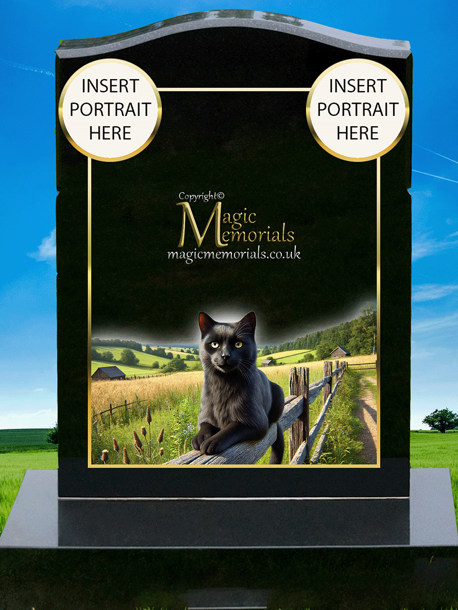 Black Cat Lover Memorial Headstone crafted from premium granite, featuring high-resolution black cat imagery and personalised inscription. A graceful and lasting tribute to a cherished feline companion.