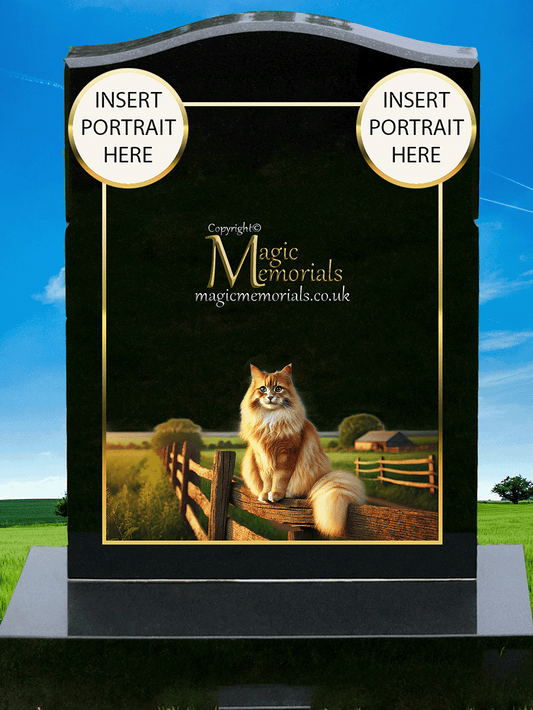 Ginger Cat Lover Memorial Headstone made from premium granite, featuring high-resolution imagery of an orange cat and personalised inscription. A touching tribute for feline enthusiasts.