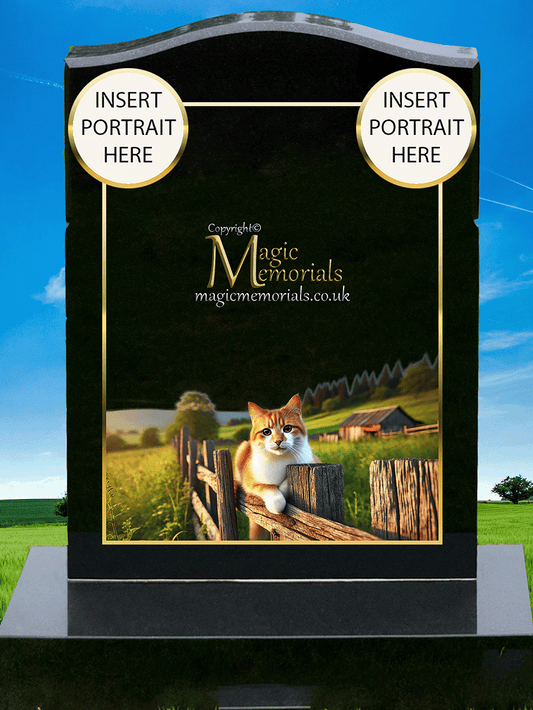 Ginger Cat Lover Memorial Headstone made from premium granite, featuring high-resolution imagery of an orange cat and personalised inscription. A touching tribute for feline enthusiasts.
