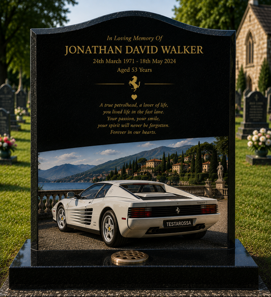 Ferrari Memorial Headstones Design 2, personalised memorial design by Magic Memorials, HD0714