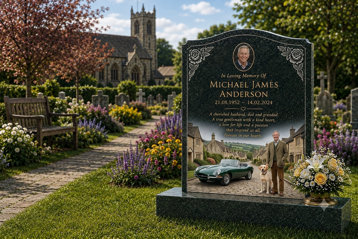 Classic Car Memorial Headstones Design 22, personalised memorial design by Magic Memorials, HD0740