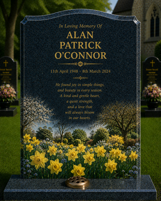 Roses & Favourite Flower Memorials Design 2, personalised memorial design by Magic Memorials, HD0834