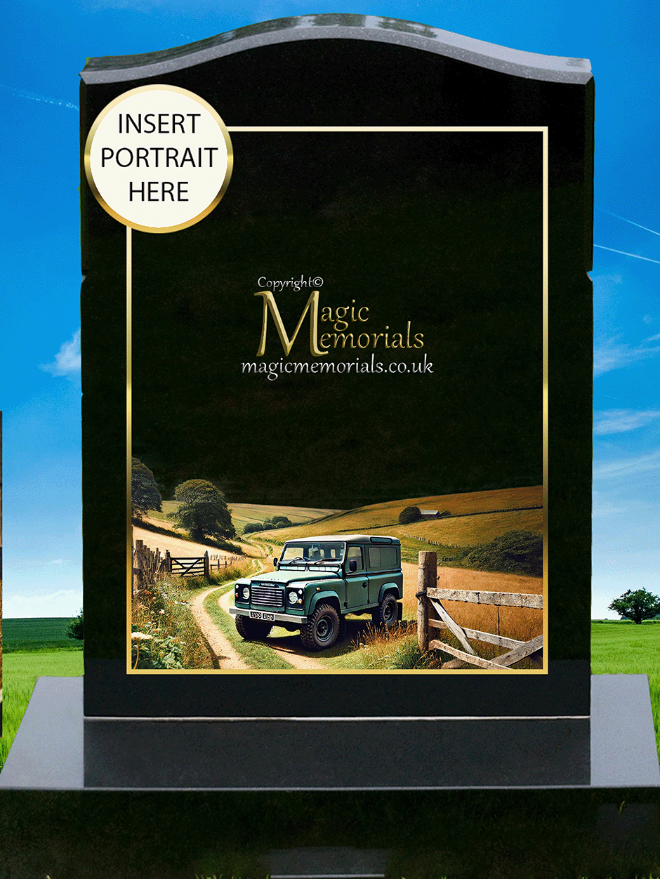 Classic British Car Enthusiast Themed Headstone Memorial