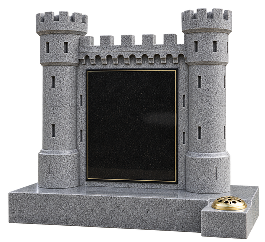 Castella 3D Castle Shaped Granite Headstone, granite memorial by Magic Memorials, MM265