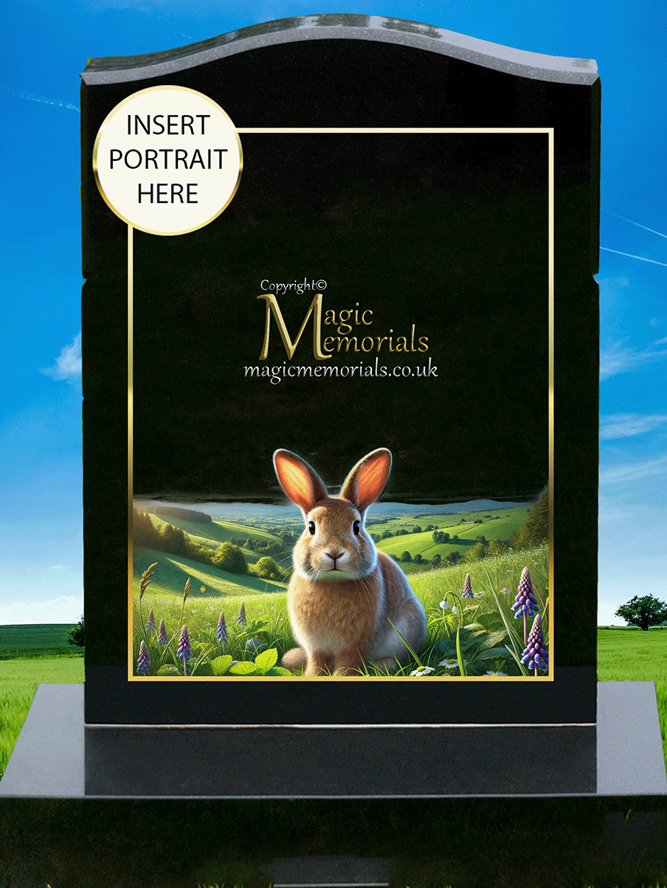 British Wild Animal Memorial Headstone crafted from premium granite, featuring a detailed engraving of native wildlife such as a fox, deer, owl, or badger. A lasting tribute for nature lovers and outdoor enthusiasts.