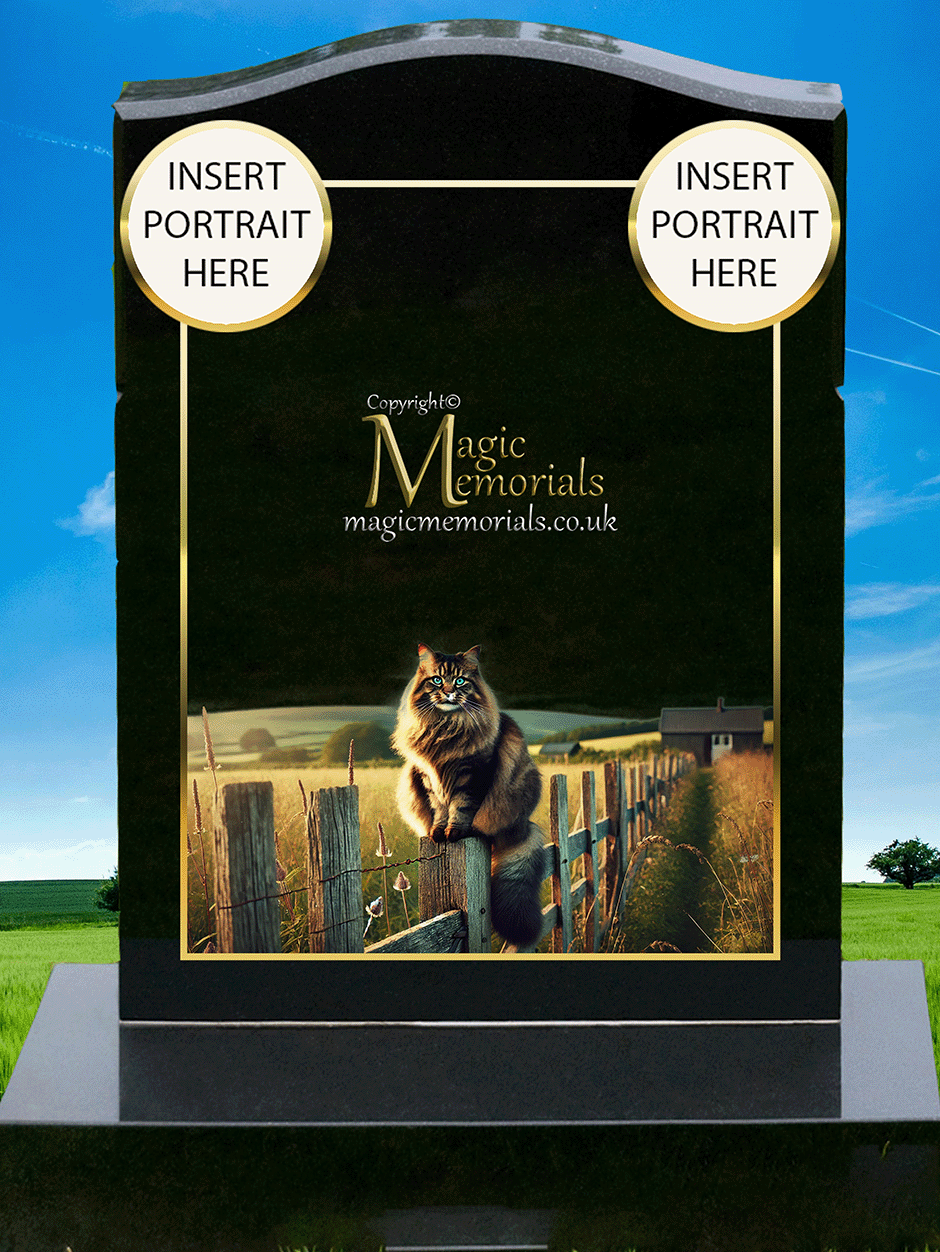 Tabby Cat Lover Memorial Headstone made from premium granite, featuring high-resolution tabby cat imagery and a personalised inscription. A warm and meaningful tribute to a cherished feline companion.