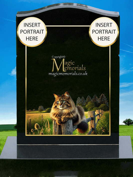 Tabby Cat Lover Memorial Headstone made from premium granite, featuring high-resolution tabby cat imagery and a personalised inscription. A warm and meaningful tribute to a cherished feline companion.