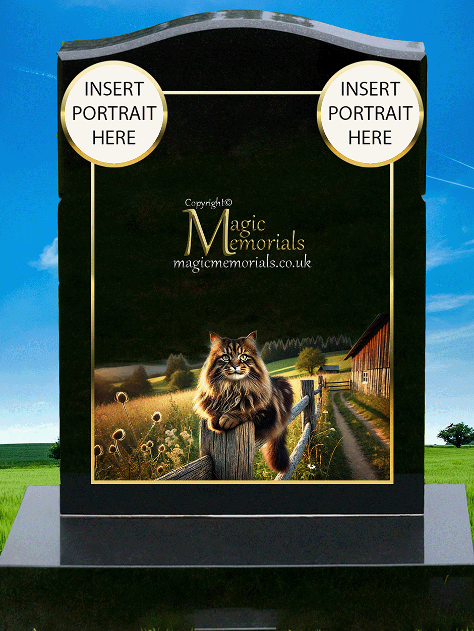 Tabby Cat Lover Memorial Headstone made from premium granite, featuring high-resolution tabby cat imagery and a personalised inscription. A warm and meaningful tribute to a cherished feline companion.