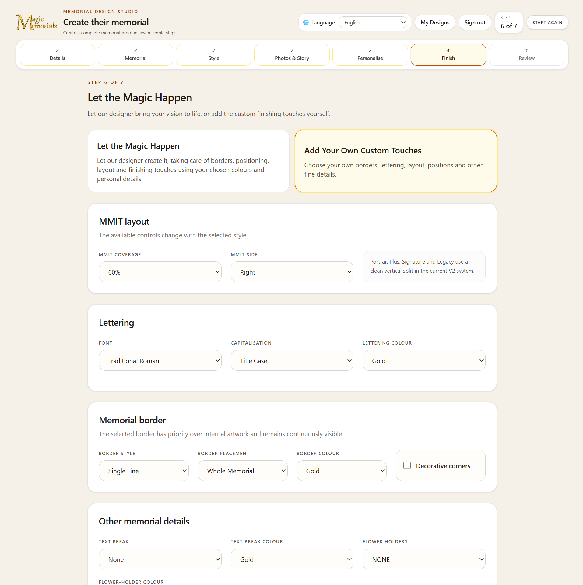 Magic Memorials Design Studio: Add the Finishing Touches