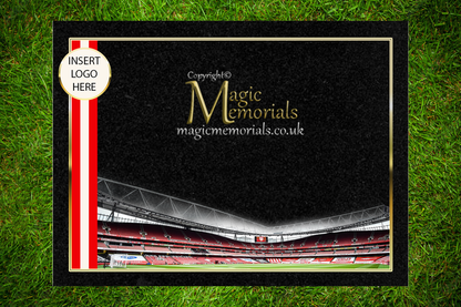 Custom granite cremation tablet for an Arsenal FC fan, featuring football-themed designs and a personalised inscription. A fitting tribute to a passionate supporter of the Gunners.