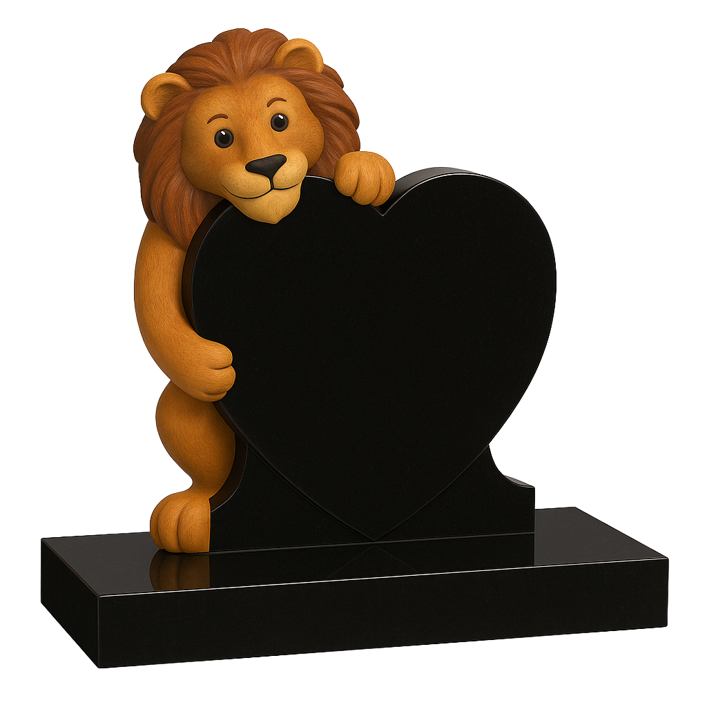 Lion Side-On Heart Children's Memorial | MM251