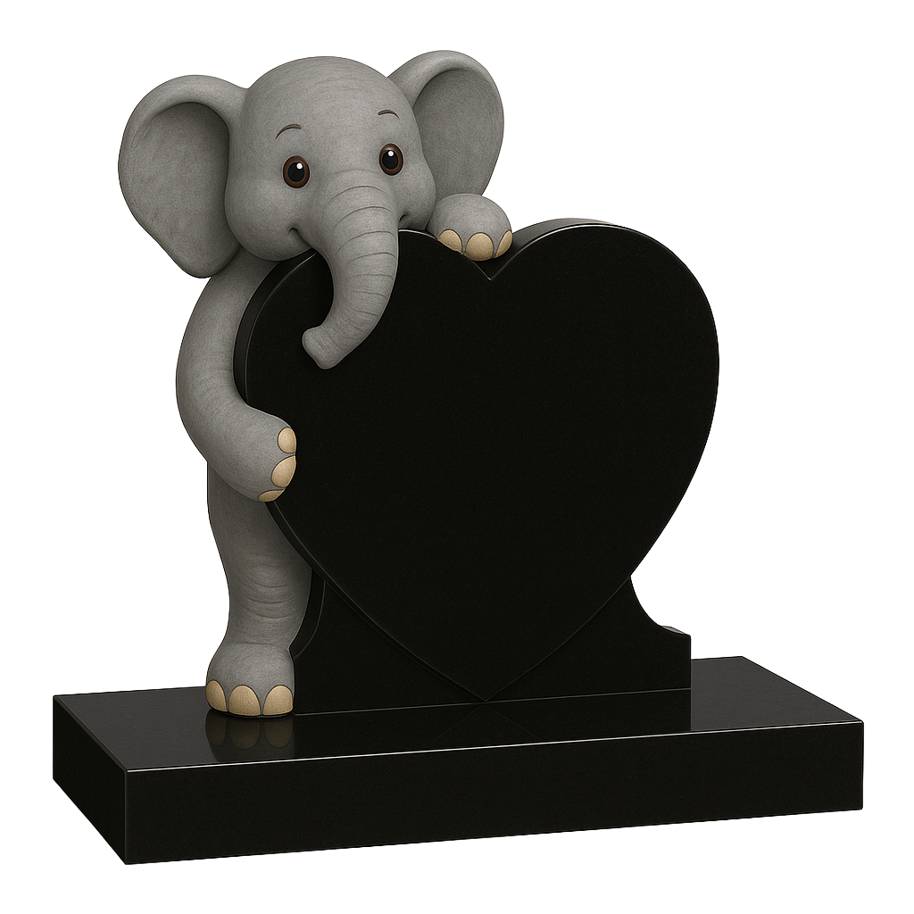 Elephant Side-On Heart Children's Memorial | MM252