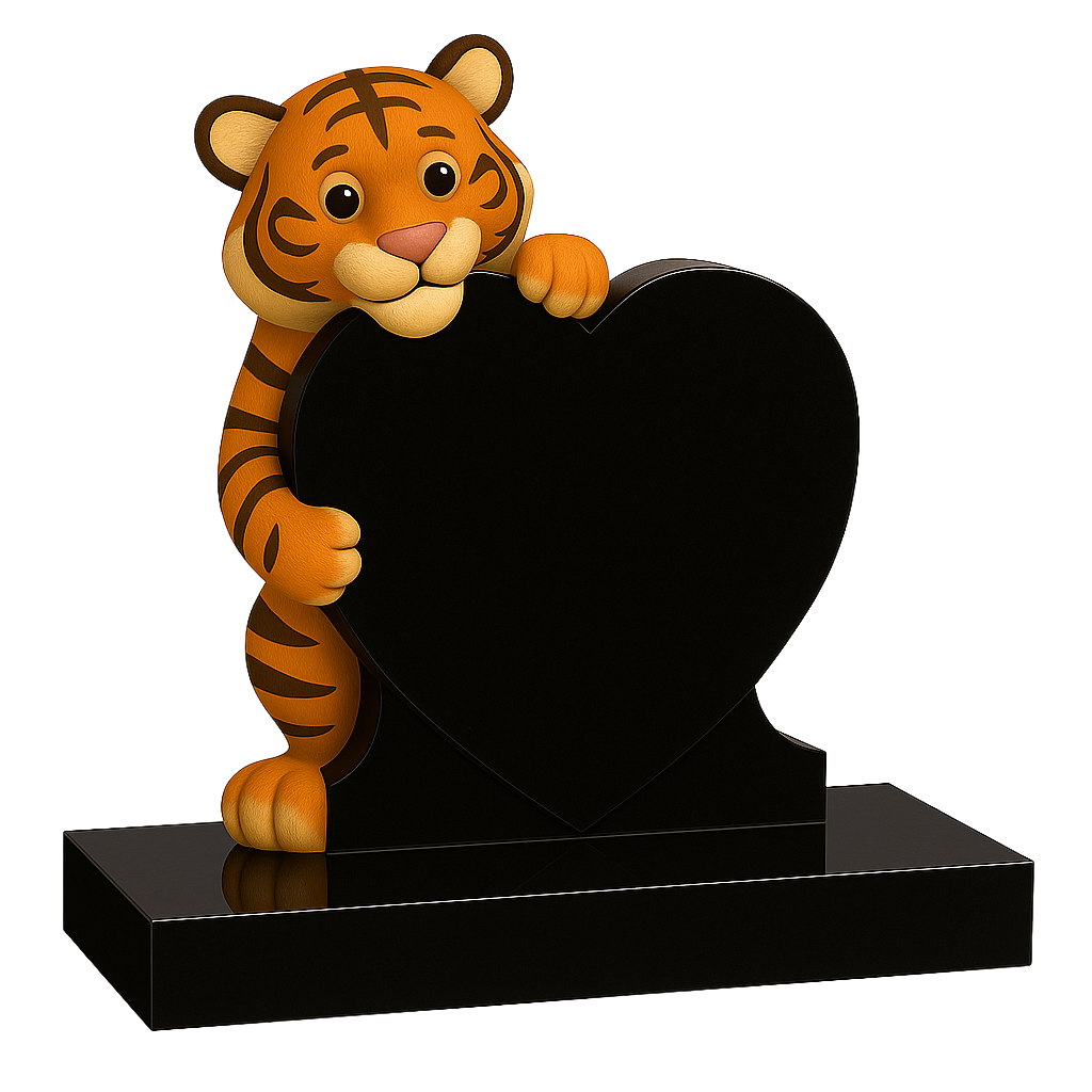 Tiger Side-On Heart Children's Memorial | MM254