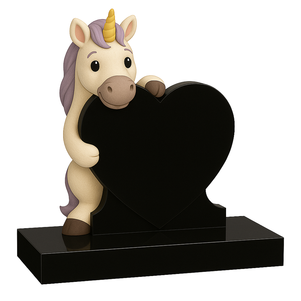 Unicorn Side-On Heart Children's Memorial | MM257