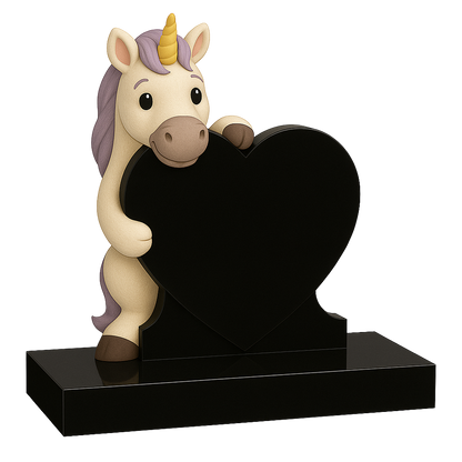 Unicorn Side-On Heart Children's Memorial | MM257