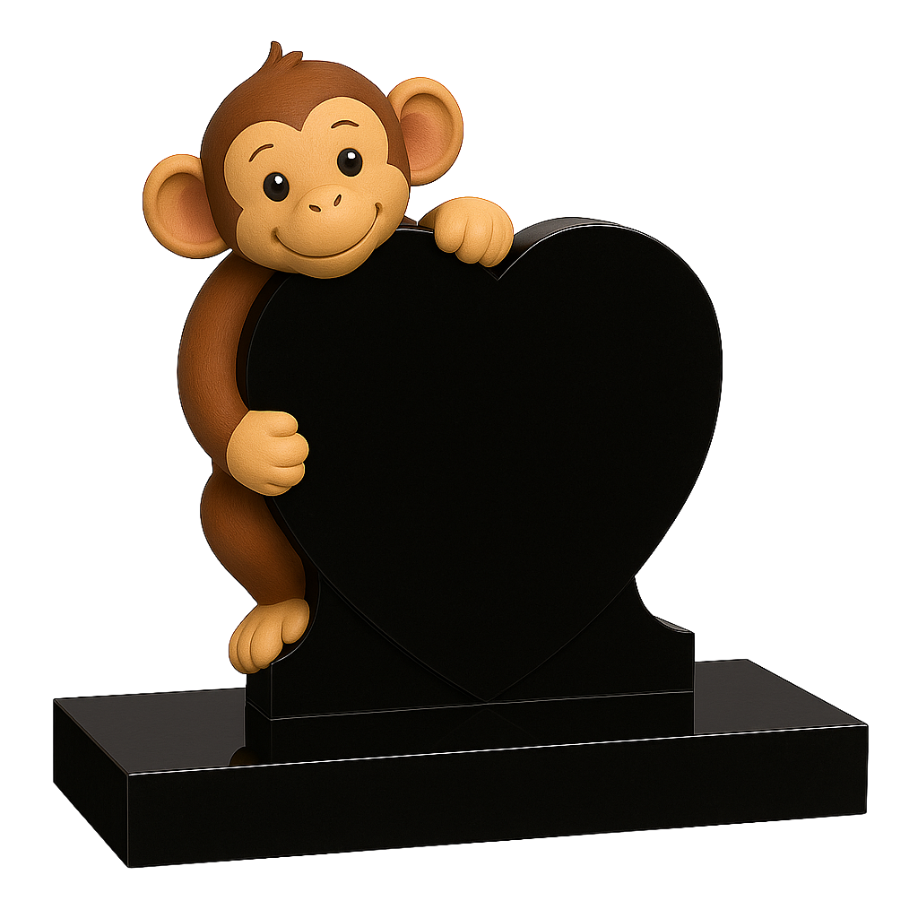 Monkey Side-On Heart Children's Memorial | MM258
