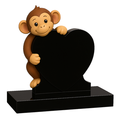 Monkey Side-On Heart Children's Memorial | MM258