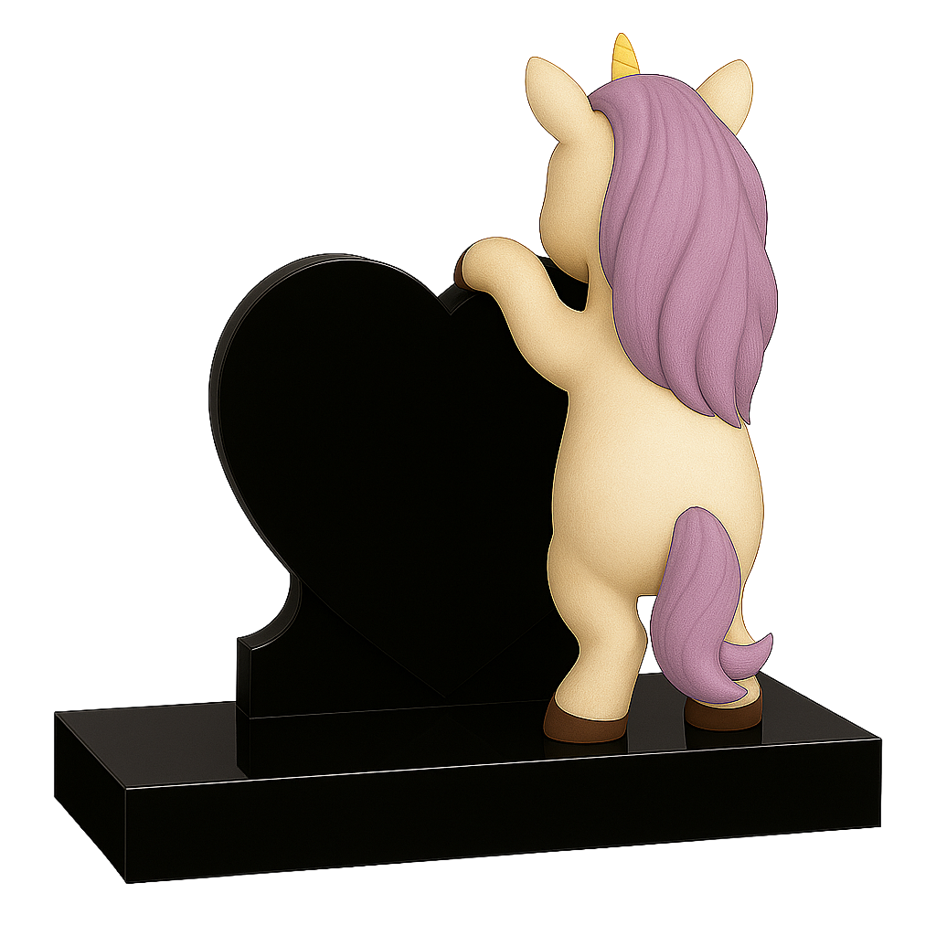 Unicorn Side-On Heart Children's Memorial | MM257
