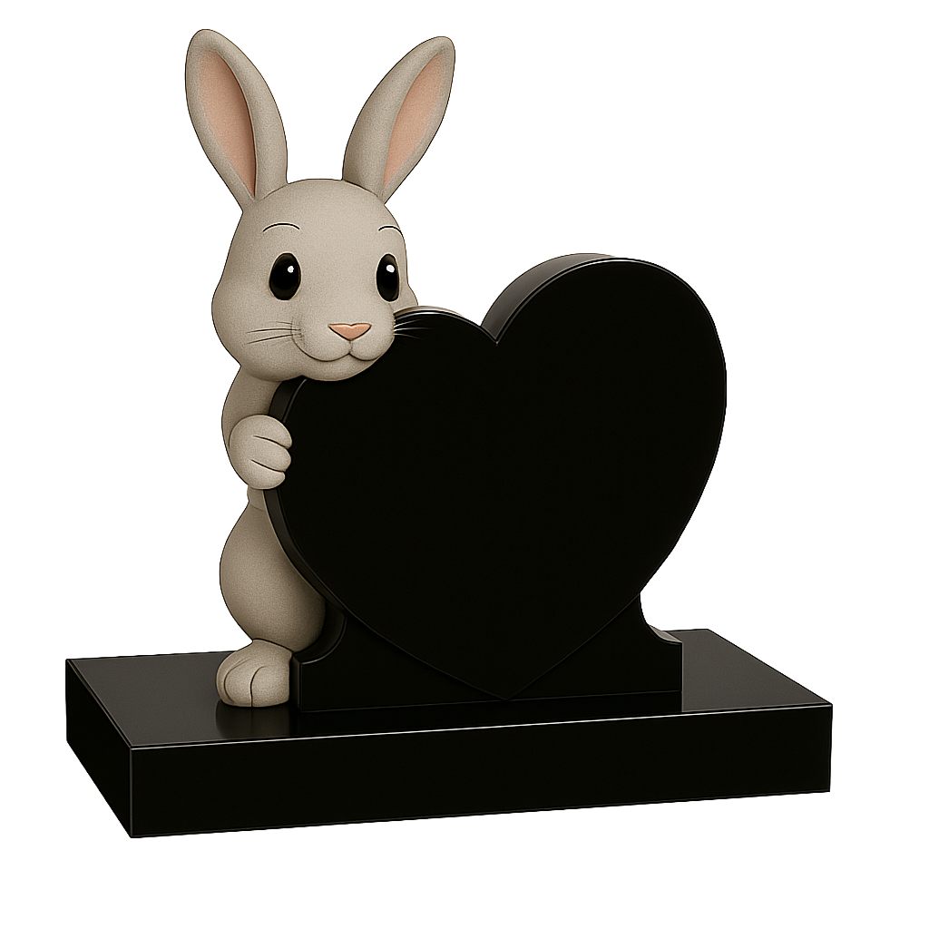 Rabbit Side-On Heart Children's Memorial | MM255