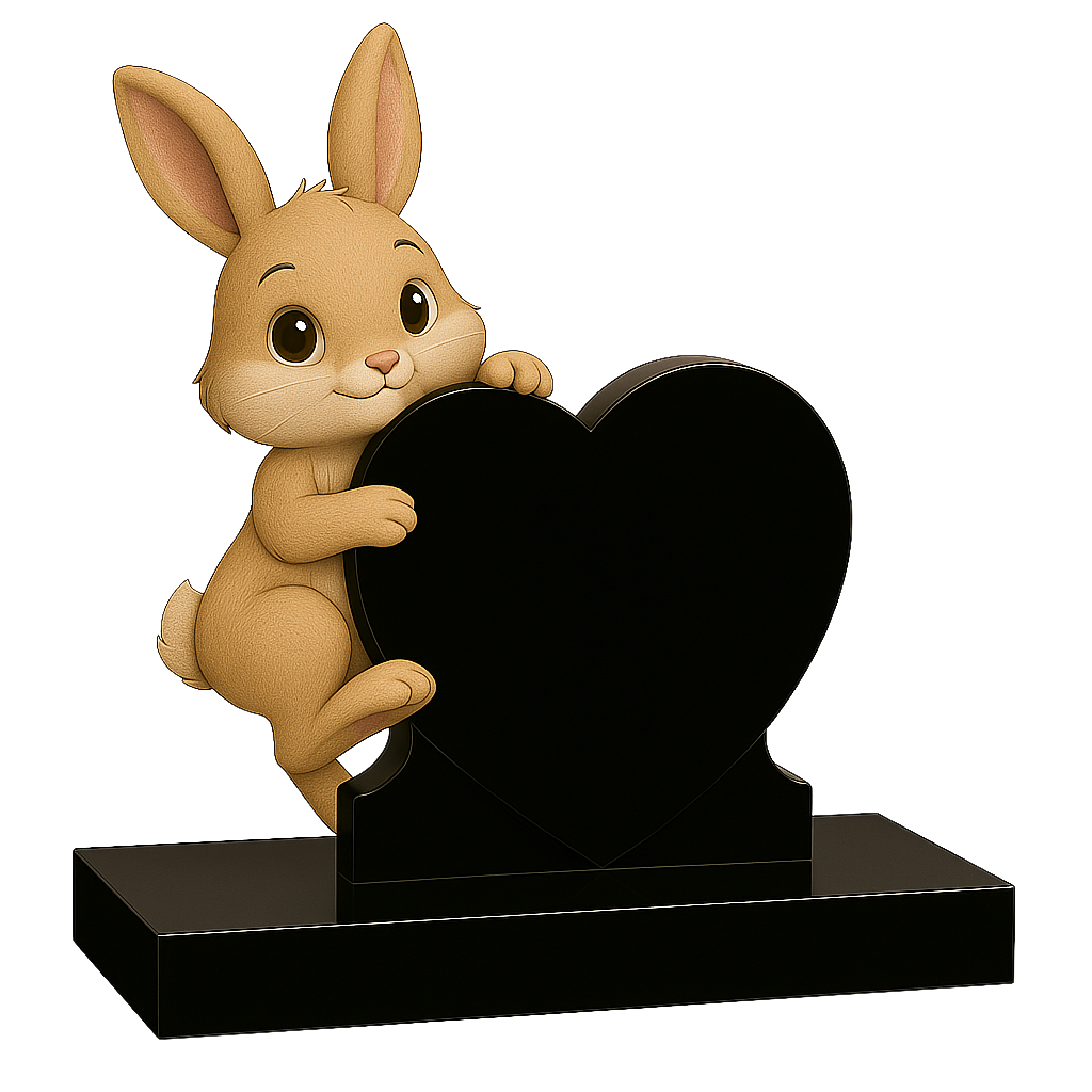 Rabbit Side-On Heart Children's Memorial | MM255