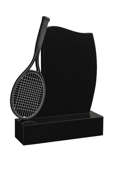 3D Tennis Granite Headstone with Rackets and Ball | MM269