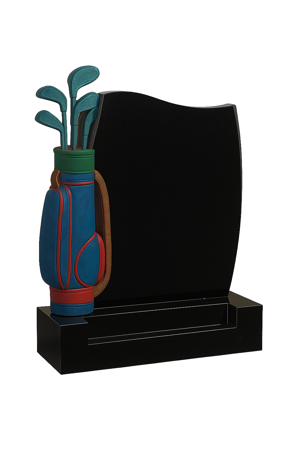 3D Golf Granite Headstone with Sculpted Golf Bag and Clubs | MM266